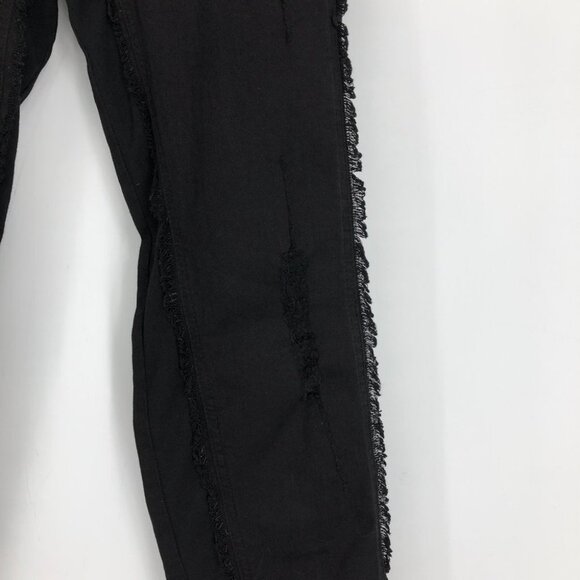 Roberto Cavalli Black Distressed Fringe Skinny Jeans w/ Frayed Trim detail - Picture 8 of 16
